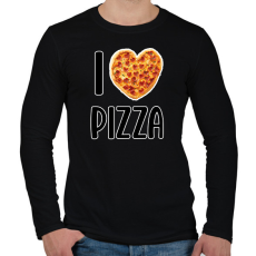 PRINTFASHION I love pizza - Férfi hosszú ujjú póló - Fekete