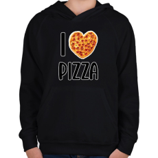 PRINTFASHION I love pizza - Gyerek kapucnis pulóver - Fekete