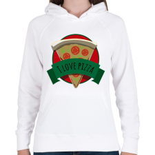 PRINTFASHION I love Pizza - Női kapucnis pulóver - Fehér női pulóver, kardigán