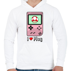 PRINTFASHION I Love Play - Férfi kapucnis pulóver - Fehér