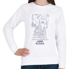 PRINTFASHION I LOVE RUSSIA - Női pulóver - Fehér