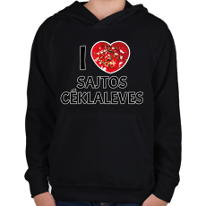 PRINTFASHION I love Sajtos céklaleves - Gyerek kapucnis pulóver - Fekete