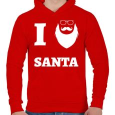 PRINTFASHION I Love Santa - Férfi kapucnis pulóver - Piros