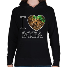 PRINTFASHION I love Soba - Női kapucnis pulóver - Fekete