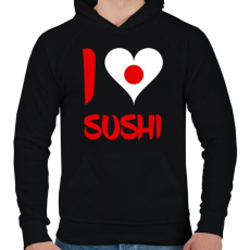 PRINTFASHION I love sushi - Férfi kapucnis pulóver - Fekete
