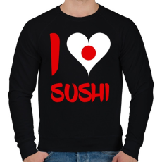 PRINTFASHION I love sushi - Férfi pulóver - Fekete