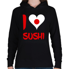 PRINTFASHION I love sushi - Női kapucnis pulóver - Fekete női pulóver, kardigán