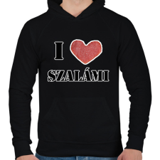 PRINTFASHION I love szalámi - Férfi kapucnis pulóver - Fekete női pulóver, kardigán