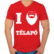 PRINTFASHION I Love Télapó - Férfi V-nyakú póló - Piros férfi póló