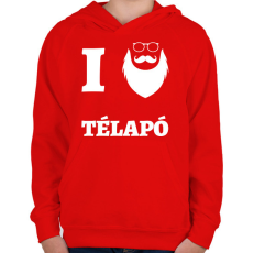 PRINTFASHION I Love Télapó - Gyerek kapucnis pulóver - Piros
