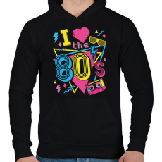 PRINTFASHION I love the 80's - Férfi kapucnis pulóver - Fekete
