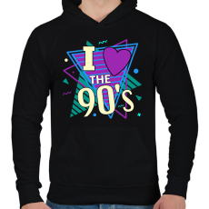 PRINTFASHION I love the 90's - Férfi kapucnis pulóver - Fekete