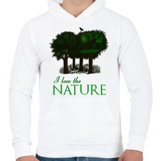 PRINTFASHION i love the nature - Férfi kapucnis pulóver - Fehér