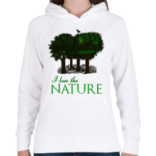 PRINTFASHION i love the nature - Női kapucnis pulóver - Fehér női pulóver, kardigán