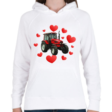 PRINTFASHION I love Traktor - Női kapucnis pulóver - Fehér női pulóver, kardigán