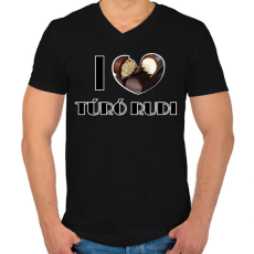PRINTFASHION I love Túró rudi - Férfi V-nyakú póló - Fekete