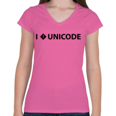 PRINTFASHION I love unicode - Női V-nyakú póló - Rózsaszín