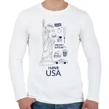 PRINTFASHION I LOVE USA - Férfi hosszú ujjú póló - Fehér férfi póló