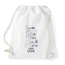 PRINTFASHION I LOVE USA - Sportzsák, Tornazsák - Fehér tornazsák