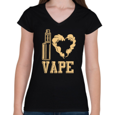 PRINTFASHION I love vape - Női V-nyakú póló - Fekete női póló