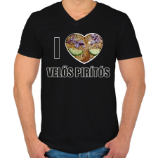 PRINTFASHION I love Velős pirítós - Férfi V-nyakú póló - Fekete férfi póló