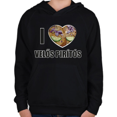 PRINTFASHION I love Velős pirítós - Gyerek kapucnis pulóver - Fekete