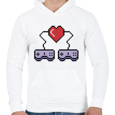 PRINTFASHION I love video games, retro - Férfi kapucnis pulóver - Fehér