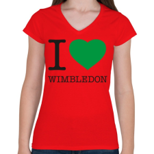 PRINTFASHION I love Wimbledon - Női V-nyakú póló - Piros női póló