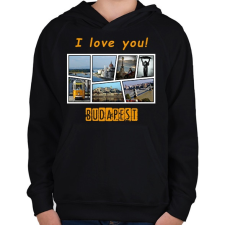 PRINTFASHION i love you budapest - Gyerek kapucnis pulóver - Fekete gyerek pulóver, kardigán
