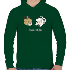 PRINTFASHION I love you - Férfi kapucnis pulóver - Sötétzöld férfi pulóver, kardigán