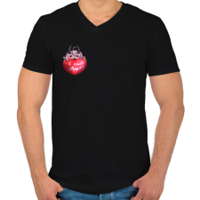 PRINTFASHION I love you - Férfi V-nyakú póló - Fekete férfi póló