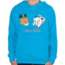 PRINTFASHION I love you - Gyerek kapucnis pulóver - Azúrkék gyerek pulóver, kardigán