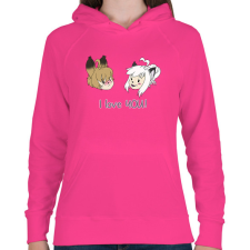 PRINTFASHION I love you - Női kapucnis pulóver - Fukszia női pulóver, kardigán
