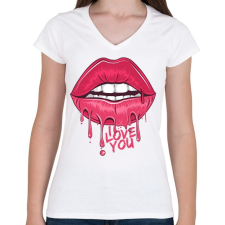 PRINTFASHION I love you - Női V-nyakú póló - Fehér női póló