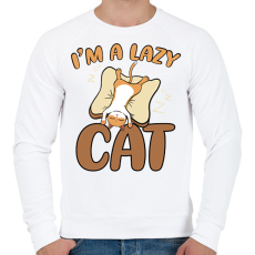 PRINTFASHION I'm a lazy cat - Férfi pulóver - Fehér