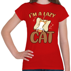 PRINTFASHION I'm a lazy cat - Női póló - Piros