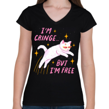 PRINTFASHION I'm cringe... - Női V-nyakú póló - Fekete női póló