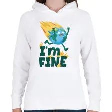 PRINTFASHION I'm fine - Női kapucnis pulóver - Fehér női pulóver, kardigán