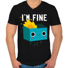 PRINTFASHION I'm fine - szemetes - Férfi V-nyakú póló - Fekete