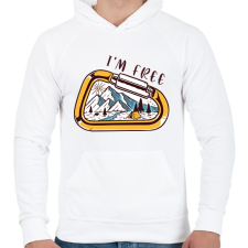 PRINTFASHION I'm free - Túrázós - Férfi kapucnis pulóver - Fehér férfi pulóver, kardigán