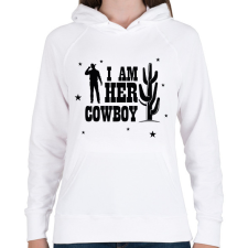 PRINTFASHION I'm her cowboy - Női kapucnis pulóver - Fehér női pulóver, kardigán