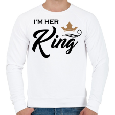 PRINTFASHION I'M HER KING - Férfi pulóver - Fehér férfi pulóver, kardigán