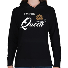 PRINTFASHION I'M HIS QUEEN - Női kapucnis pulóver - Fekete női pulóver, kardigán