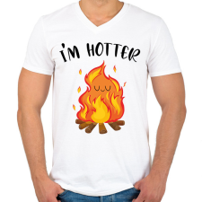 PRINTFASHION I'm hotter - Férfi V-nyakú póló - Fehér férfi póló