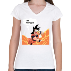 PRINTFASHION I'm hungry - Női V-nyakú póló - Fehér