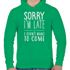 PRINTFASHION I'm late - Férfi kapucnis pulóver - Zöld férfi pulóver, kardigán