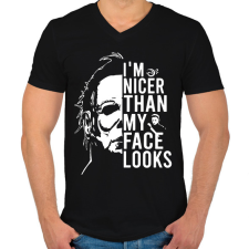 PRINTFASHION I'm nicer than my face looks - Férfi V-nyakú póló - Fekete férfi póló