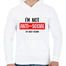 PRINTFASHION I'm not anti-social (black) - Férfi kapucnis pulóver - Fehér férfi pulóver, kardigán