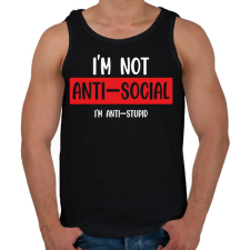 PRINTFASHION I'm not anti-social (white) - Férfi atléta - Fekete atléta, trikó