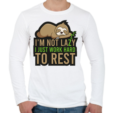 PRINTFASHION I'm not lazy - Férfi hosszú ujjú póló - Fehér férfi póló